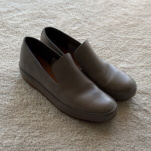 FEIT Women's Gray Leather Loafers